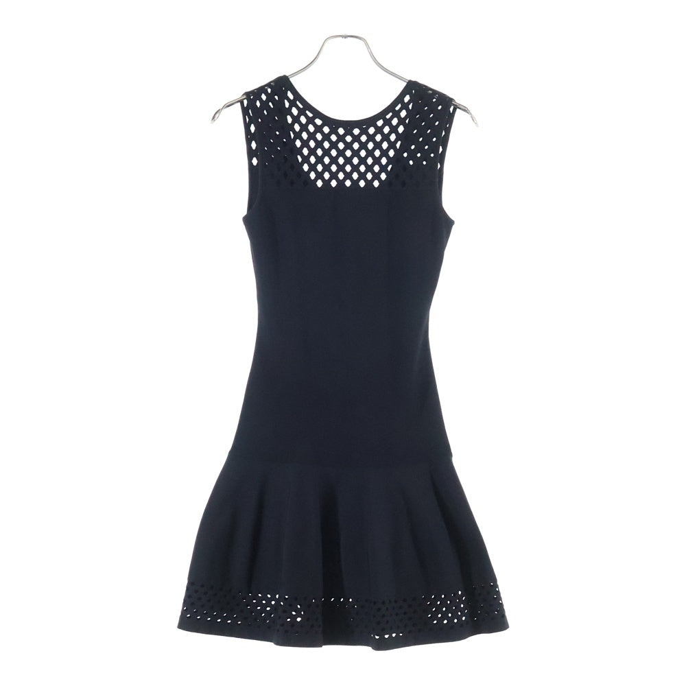 FENDI(フェンディ) カットアウトデザイン レーヨンニット ノースリーブ ミディアムワンピース ブラック レディース FZD597