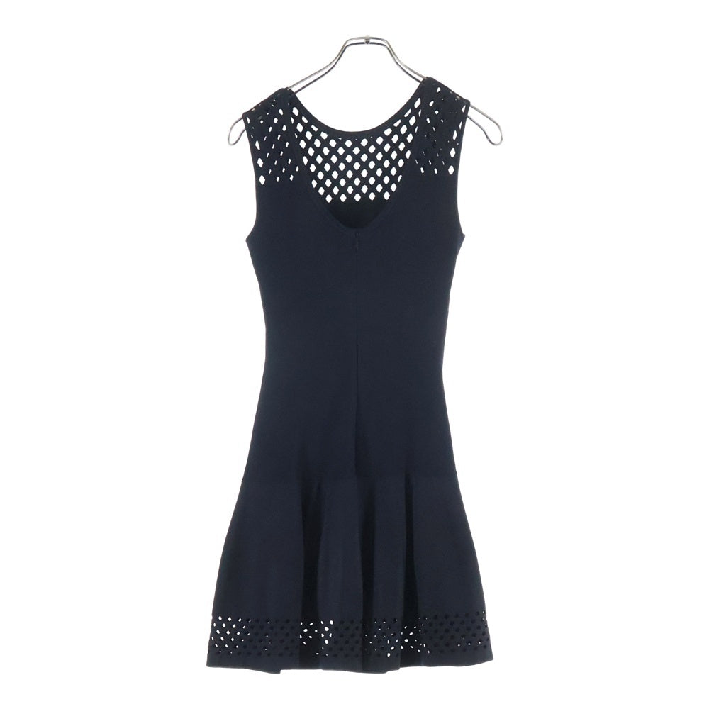 FENDI(フェンディ) カットアウトデザイン レーヨンニット ノースリーブ ミディアムワンピース ブラック レディース FZD597