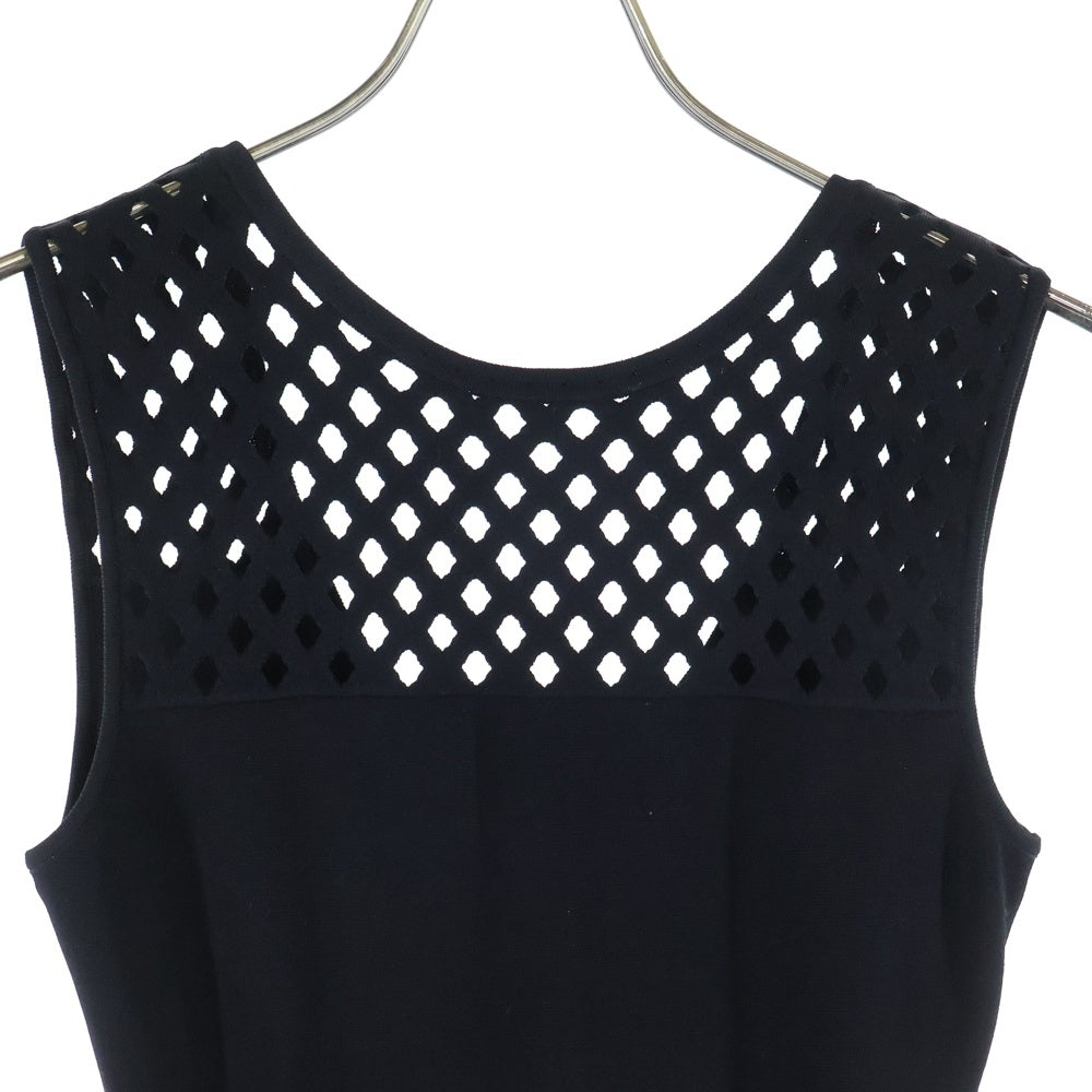 FENDI(フェンディ) カットアウトデザイン レーヨンニット ノースリーブ ミディアムワンピース ブラック レディース FZD597