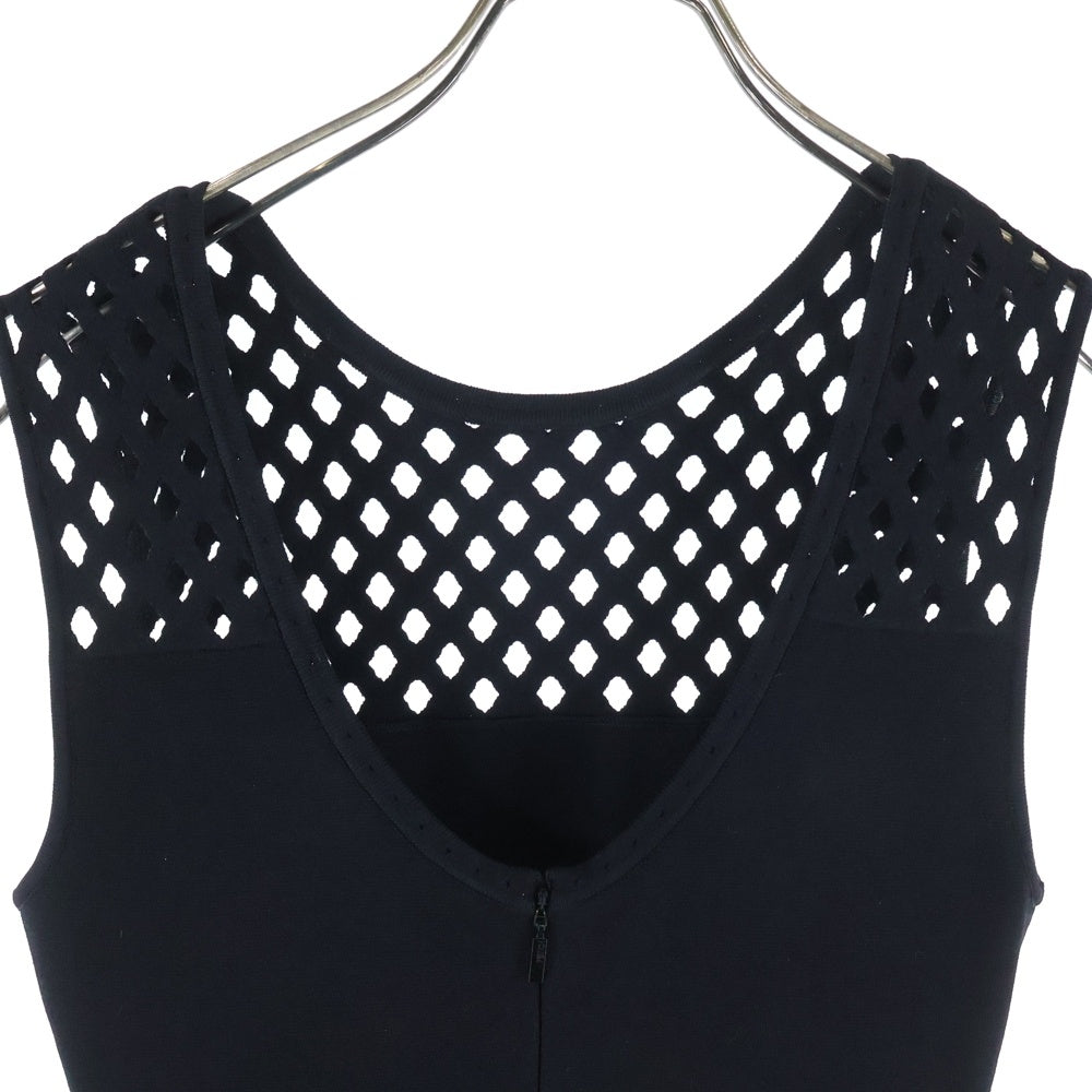 FENDI(フェンディ) カットアウトデザイン レーヨンニット ノースリーブ ミディアムワンピース ブラック レディース FZD597