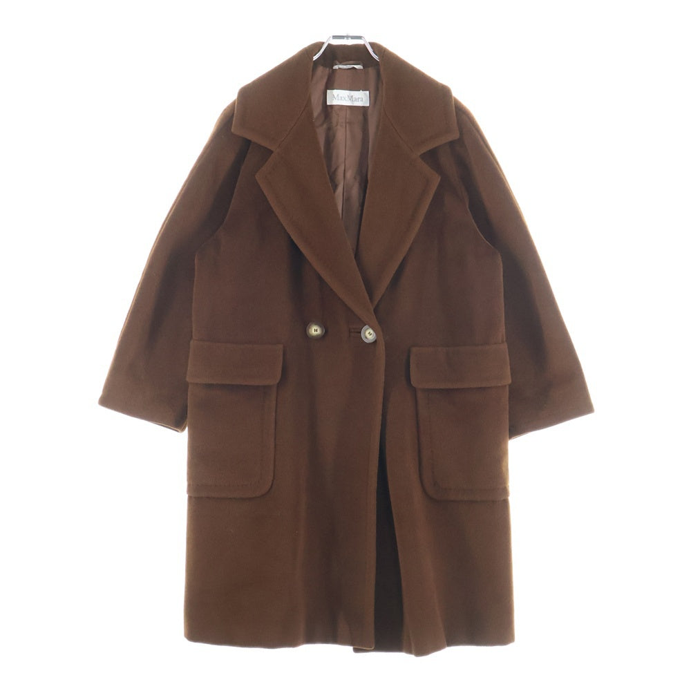 Max Mara(マックスマーラ) カシミヤ混 ウール ダブルブレスト チェスターコート ブラウン レディース