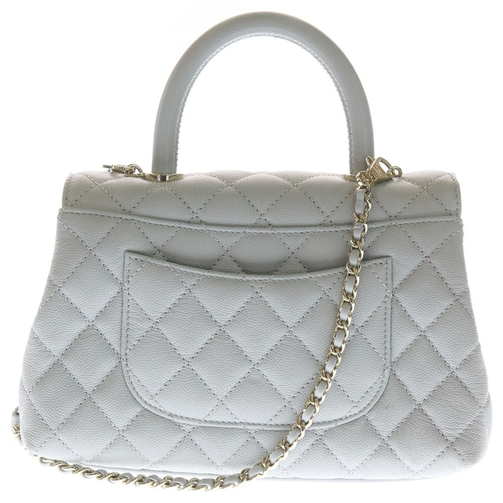 CHANEL(シャネル) ココハンドル XS グレー キャビアスキン 2wayハンドバッグ ゴールド金具 レディース