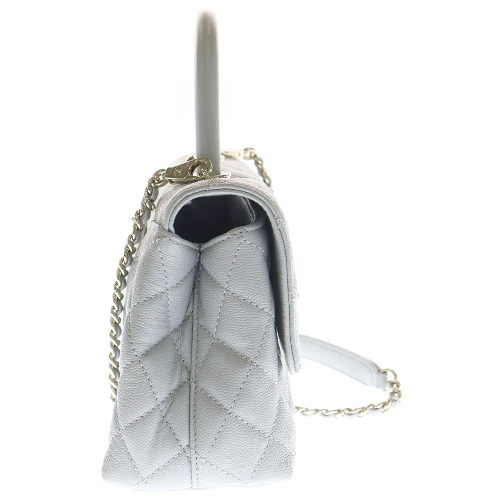CHANEL(シャネル) ココハンドル XS グレー キャビアスキン 2wayハンドバッグ ゴールド金具 レディース