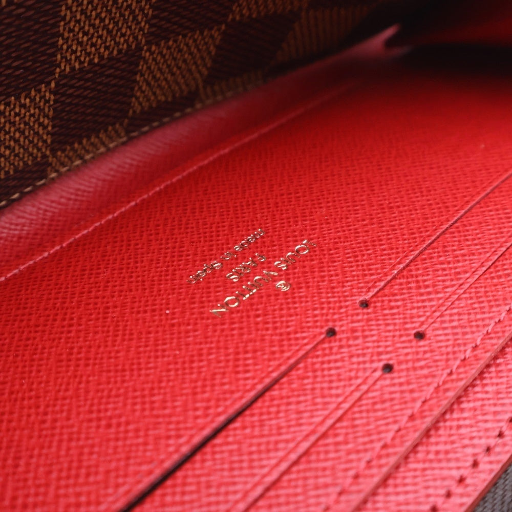 LOUIS VUITTON(ルイヴィトン) ダミエ ポルトフォイユクレマンス スリーズ ブラウン×レッド PVC 長財布 ウォレット N60534
