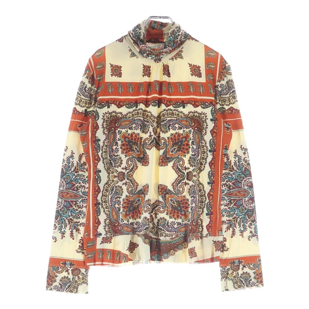 ETRO(エトロ) ペイズリー総柄プリント レーヨン タートルネック ロングスリーブ 長袖 Tシャツ カットソー ベージュ/オレンジ 062-15285-5228 レディース