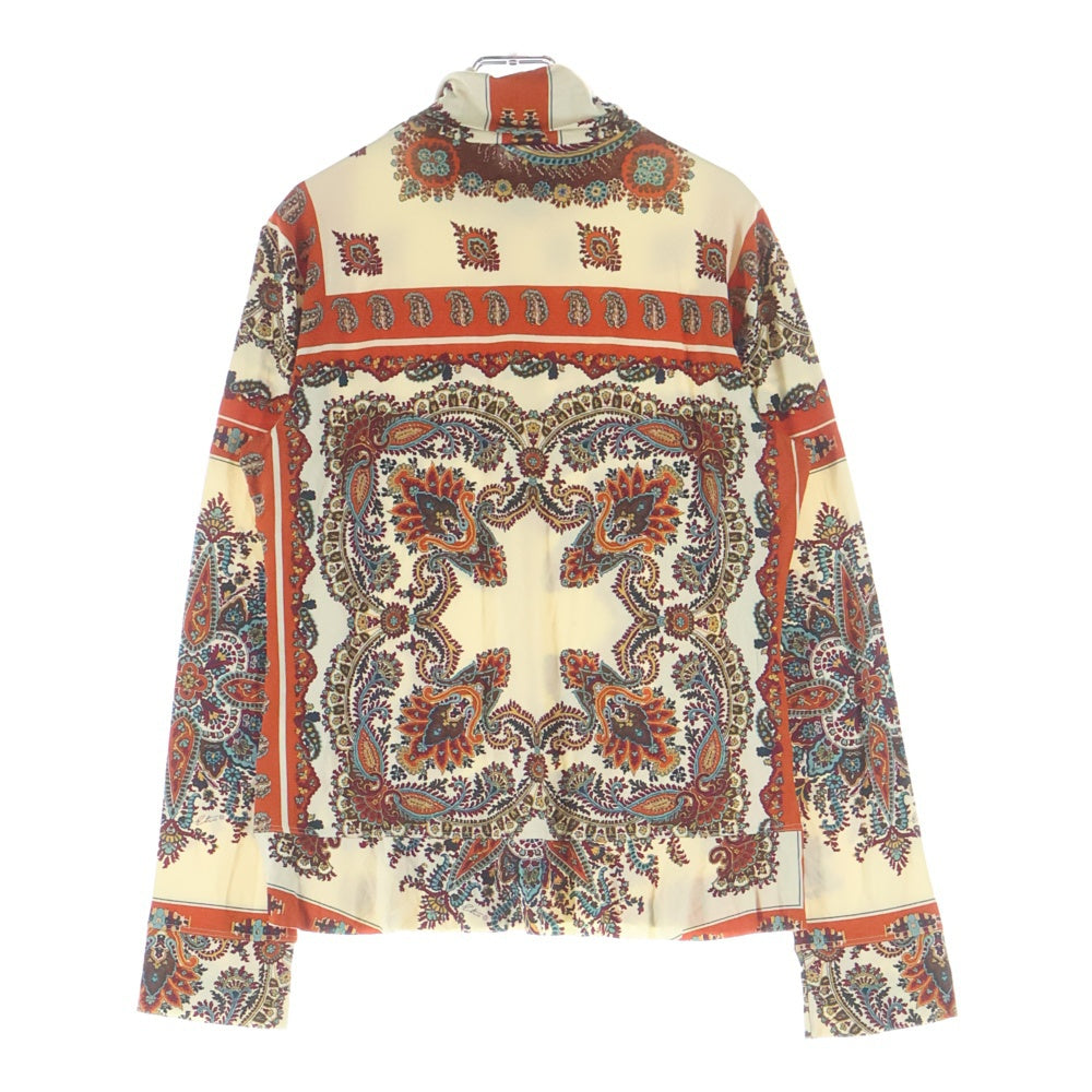 ETRO(エトロ) ペイズリー総柄プリント レーヨン タートルネック ロングスリーブ 長袖 Tシャツ カットソー ベージュ/オレンジ 062-15285-5228 レディース