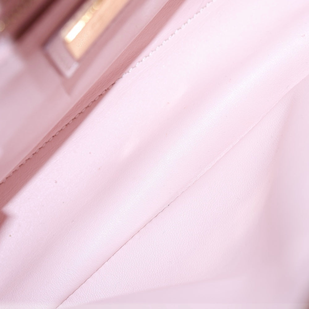 FENDI(フェンディ) ピーカブー ミニ ズッカ柄 2WAYバッグ ハンドバッグ ショルダーバッグ ミニバッグ ブラウン×ピンク ムートン レザー 8BN244 ゴールド金具 レディース