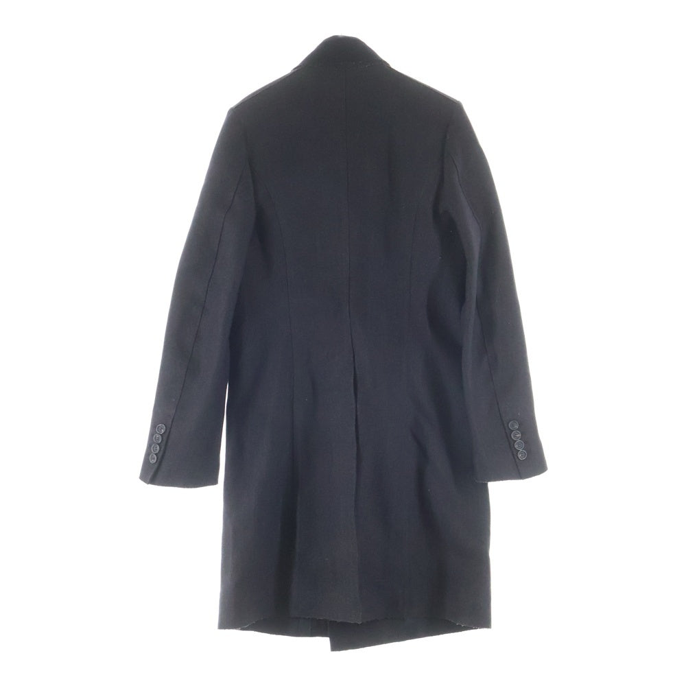 DOLCE & GABBANA(ドルチェアンドガッバーナ) カットオフ ヘリンボーン メルトンウール ダブルブレスト チェスターコート ブラック/グレー G0205T/FCMAI