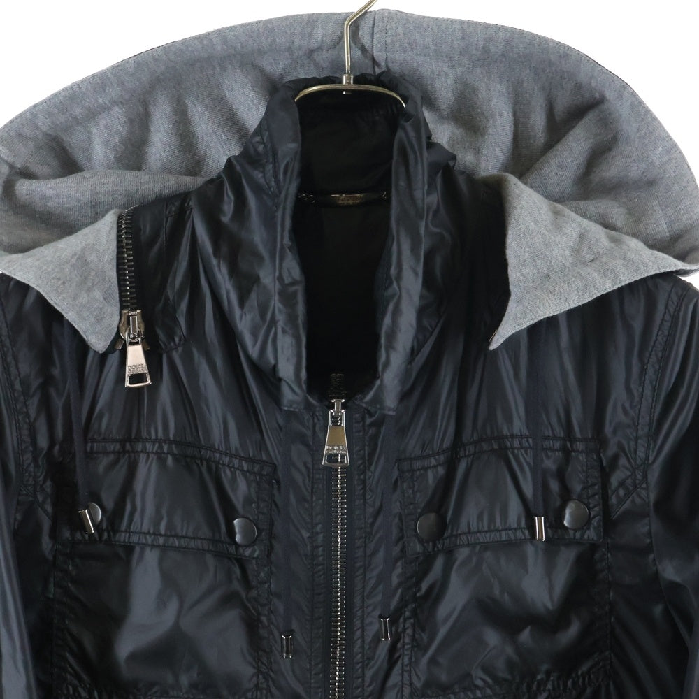 DOLCE & GABBANA(ドルチェアンドガッバーナ) マルチポケット ナイロン ジップアップ フーデッド ジャケット ブラック G9745T/FUMG5