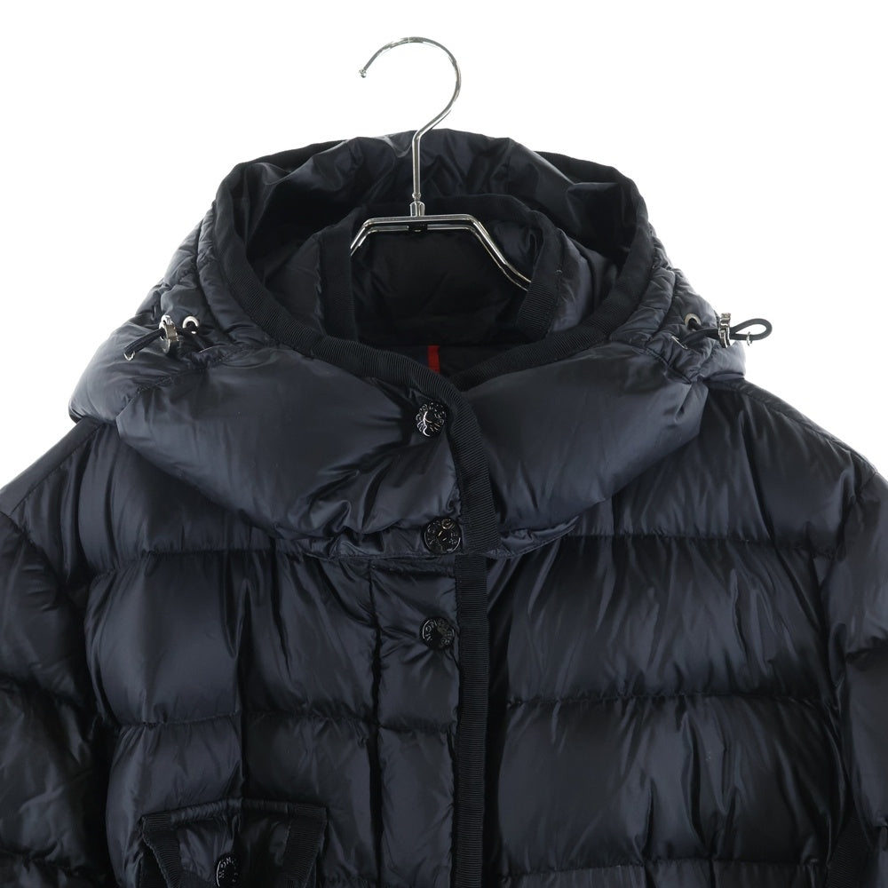 MONCLER(モンクレール) 15AW HERMINE エルミンヌ ワッペンロゴ フーデッド ジップアップ ダウン ロング ジャケット コート ブラック レディース A20934933905 53048