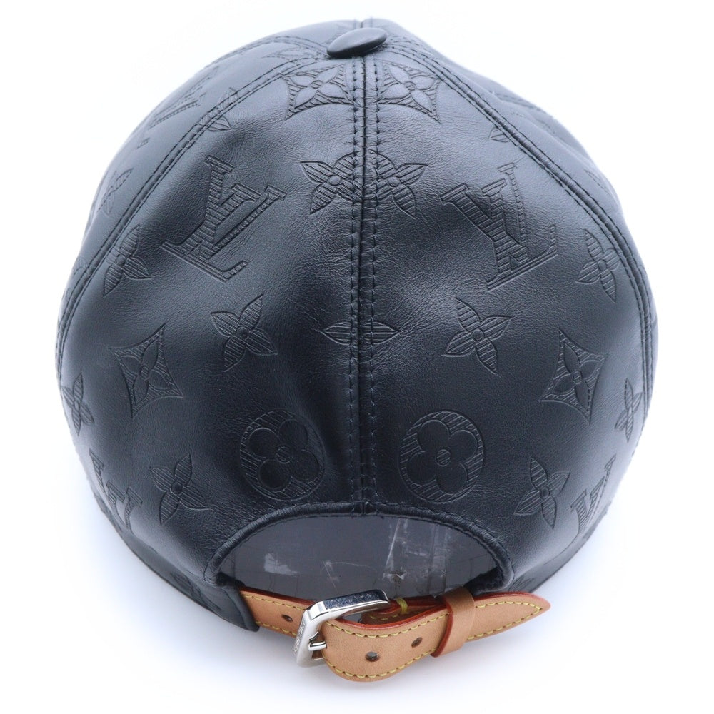 LOUIS VUITTON(ルイヴィトン) ルイヴィトン エンボスモノグラム レザーキャップ 帽子 ブラック 58 M76580
