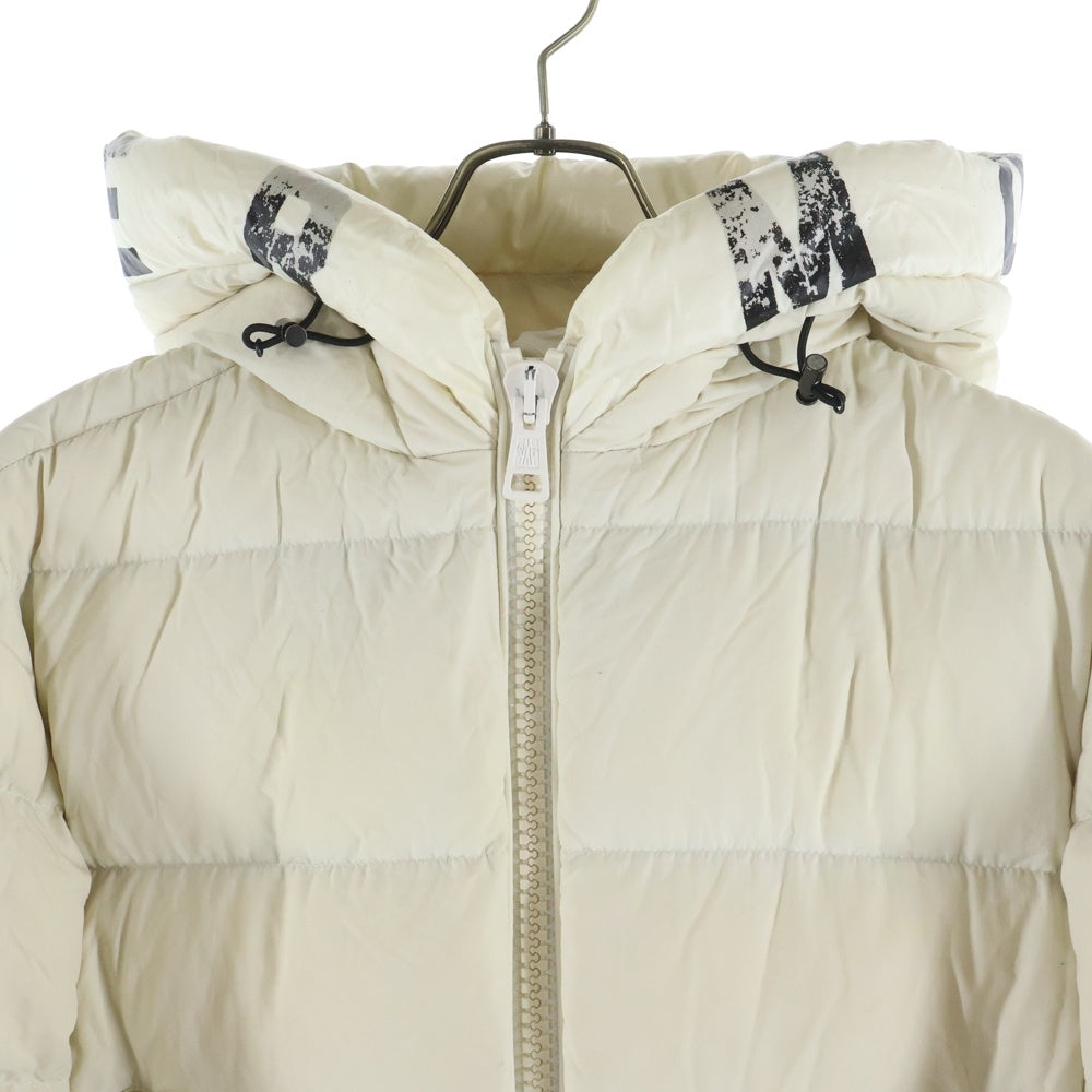 MONCLER(モンクレール) 19AW DUBOIS デュボア ラバーワッペン ロゴプリント フーデッド ジップアップ ダウンジャケット ホワイト E20914131585 53859 レディース