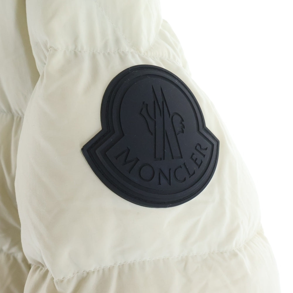 MONCLER(モンクレール) 19AW DUBOIS デュボア ラバーワッペン ロゴプリント フーデッド ジップアップ ダウンジャケット ホワイト E20914131585 53859 レディース