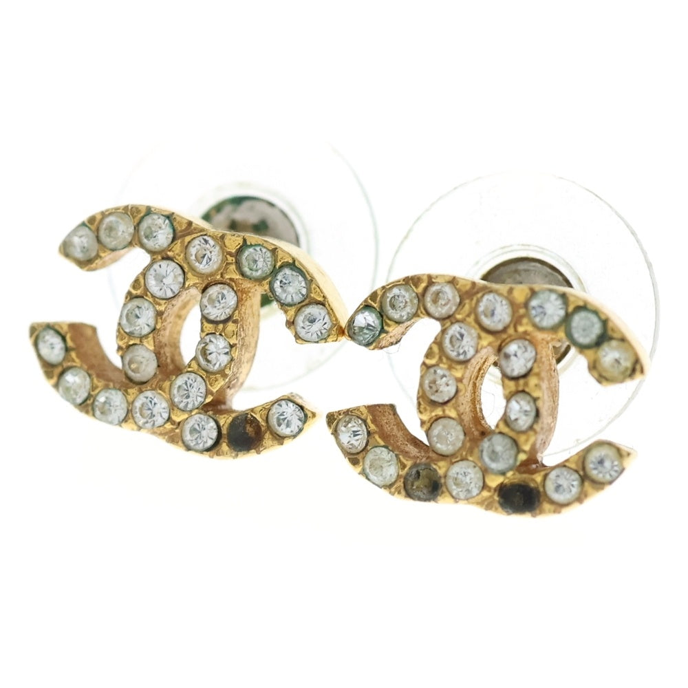 CHANEL(シャネル) ココマークピアス ラインストーン ゴールド GP レディース