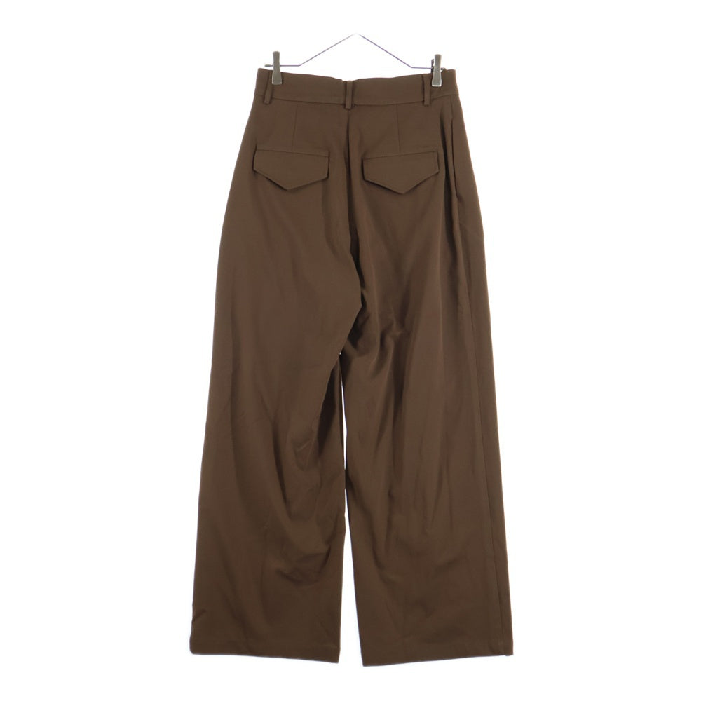 MASONPRINCE(メイソンプリンス) レーヨン混 1タック ワイドストレート スラックスパンツ ブラウン