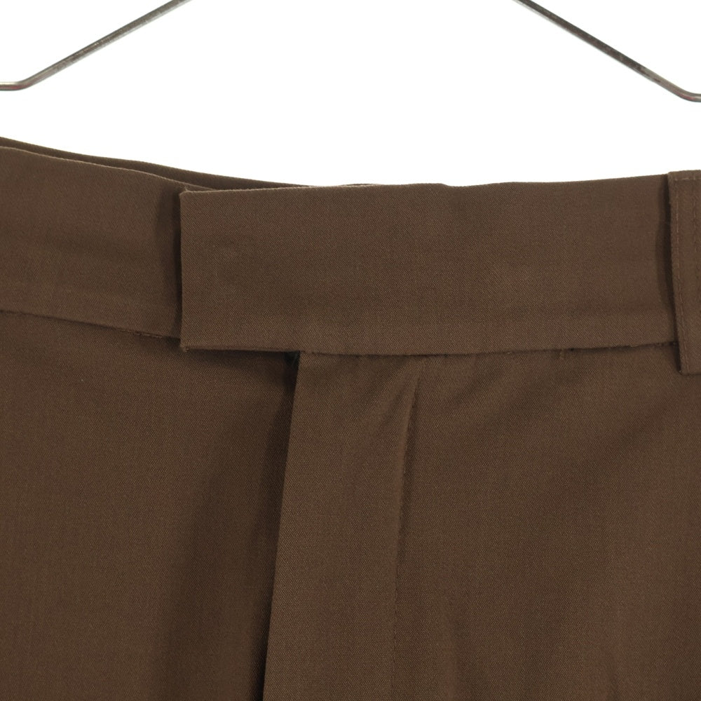 MASONPRINCE(メイソンプリンス) レーヨン混 1タック ワイドストレート スラックスパンツ ブラウン