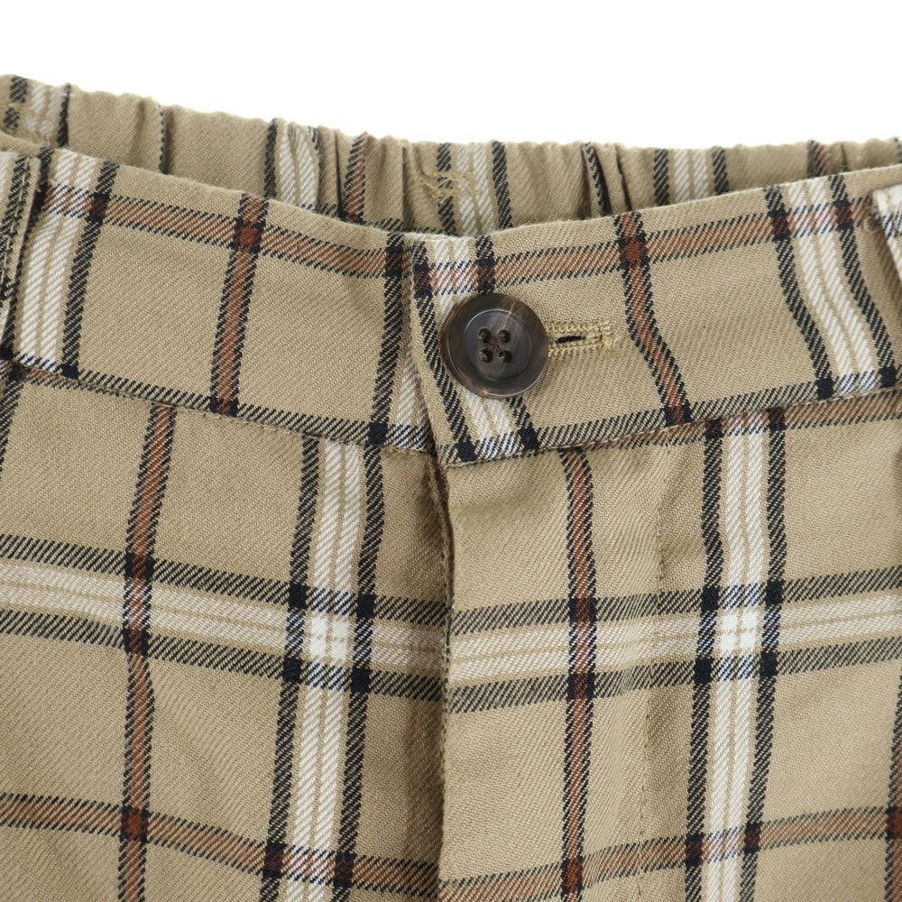 JUNRED(ジュンレッド) チェック総柄 レーヨン混 スラックスパンツ ベージュ ANS-59280-A