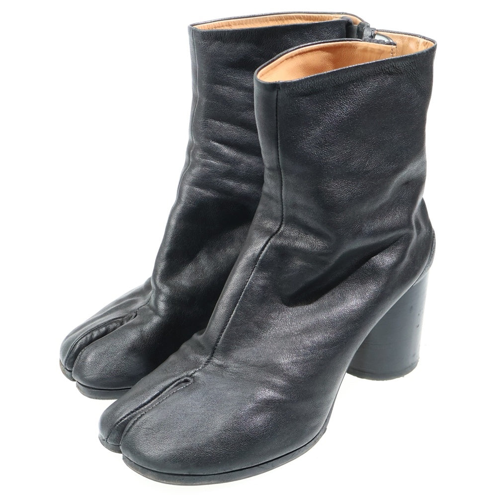 NO BRAND(ノーブランド) Tabi タビ 足袋 レザー ヒール ショートブーツ シューズ ブラック レディース