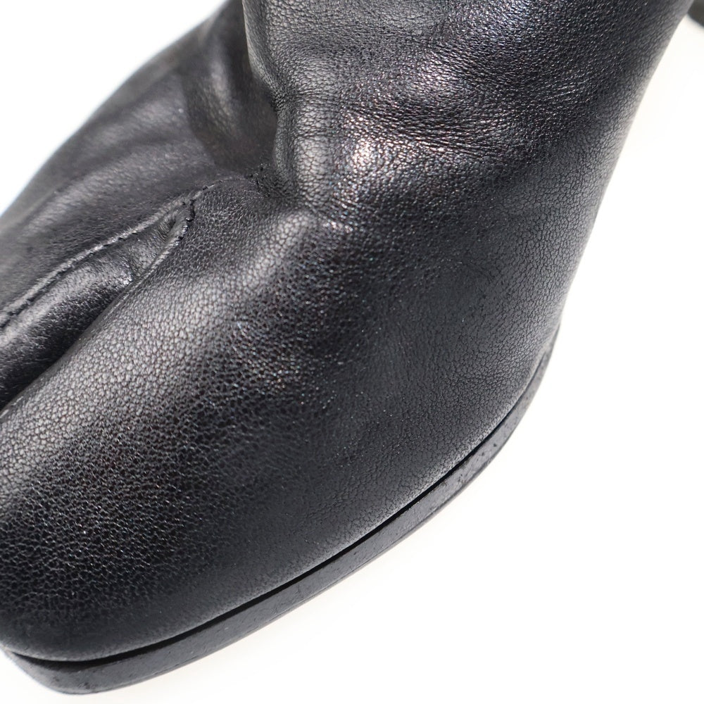 NO BRAND(ノーブランド) Tabi タビ 足袋 レザー ヒール ショートブーツ シューズ ブラック レディース