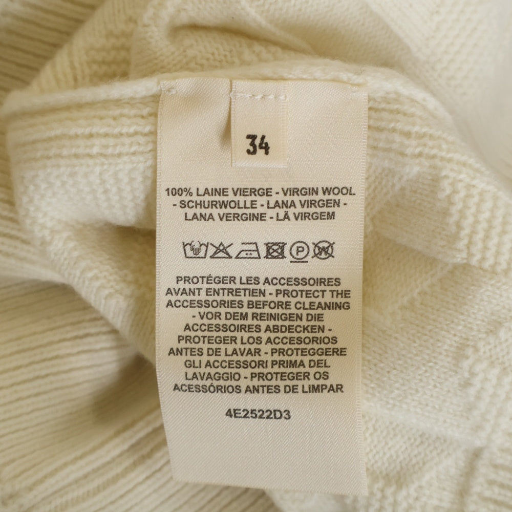 HERMES(エルメス) Hロゴ 半袖 ロング ニット カーディガン ホワイト レディース 4E2522D3