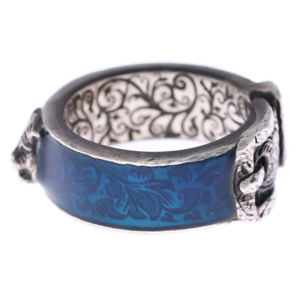 GUCCI(グッチ) ガーデン ブルーエナメルシルバーリング 指輪 Ag925 11.6g 18号 498500