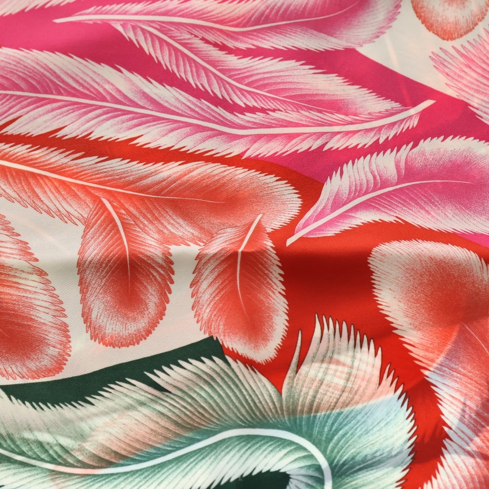 HERMES(エルメス) カレ70 A la Plume フェザー 羽 シルクスカーフ ネイビー×レッド レディース