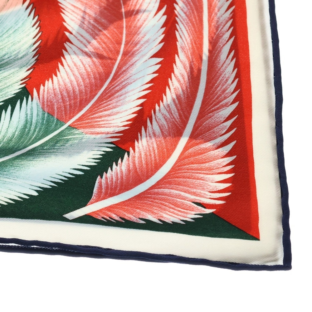 HERMES(エルメス) カレ70 A la Plume フェザー 羽 シルクスカーフ ネイビー×レッド レディース