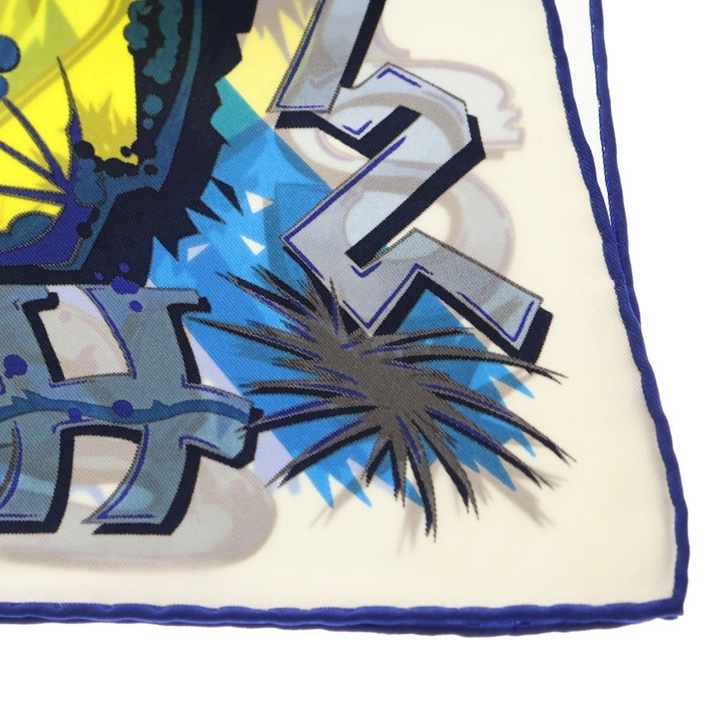 HERMES(エルメス) カレ70 ホースモチーフ シルクスカーフ 総柄 ブルー レディース