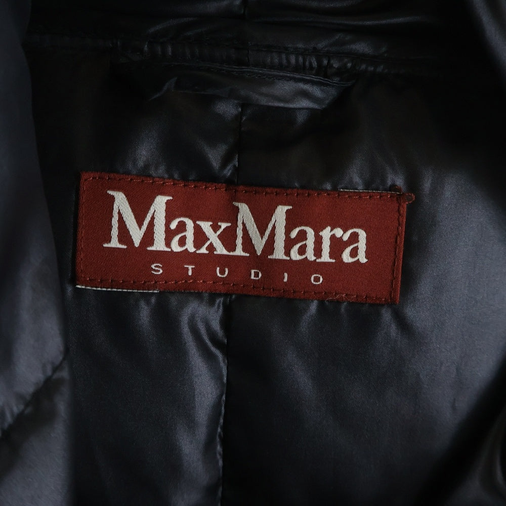 Max Mara(マックスマーラ) ショールカラー スナップボタン ダウン ロング ジャケット コート ブラック レディース