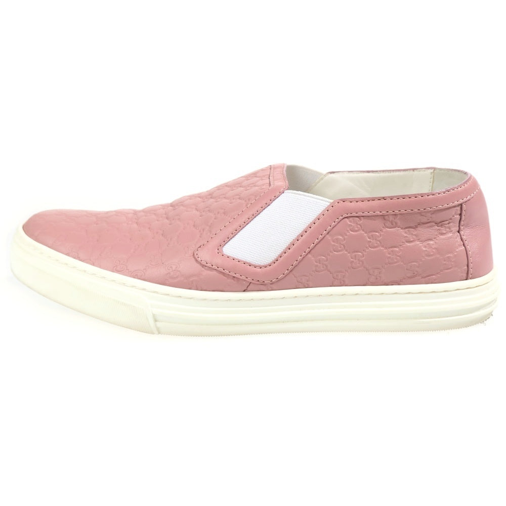GUCCI(グッチ) マイクログッチシマ エンボス レザー ローカットシューズ スニーカー スリッポン ピンク レディース 473974