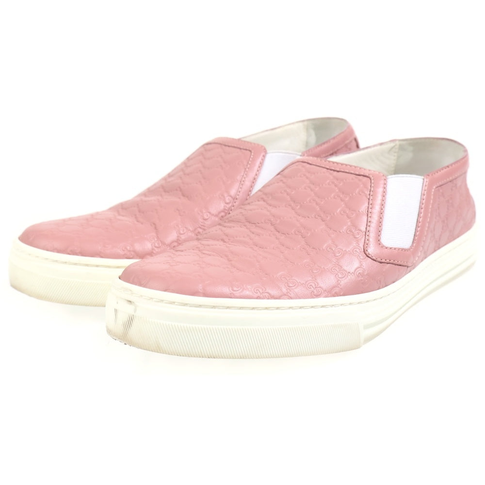 GUCCI(グッチ) マイクログッチシマ エンボス レザー ローカットシューズ スニーカー スリッポン ピンク レディース 473974