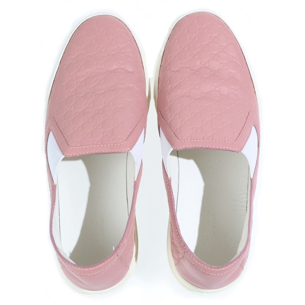 GUCCI(グッチ) マイクログッチシマ エンボス レザー ローカットシューズ スニーカー スリッポン ピンク レディース 473974