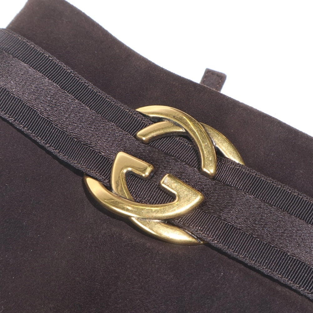 GUCCI(グッチ) インターロッキングG スウェードレザー ロングブーツ ブラウン レディース 225356