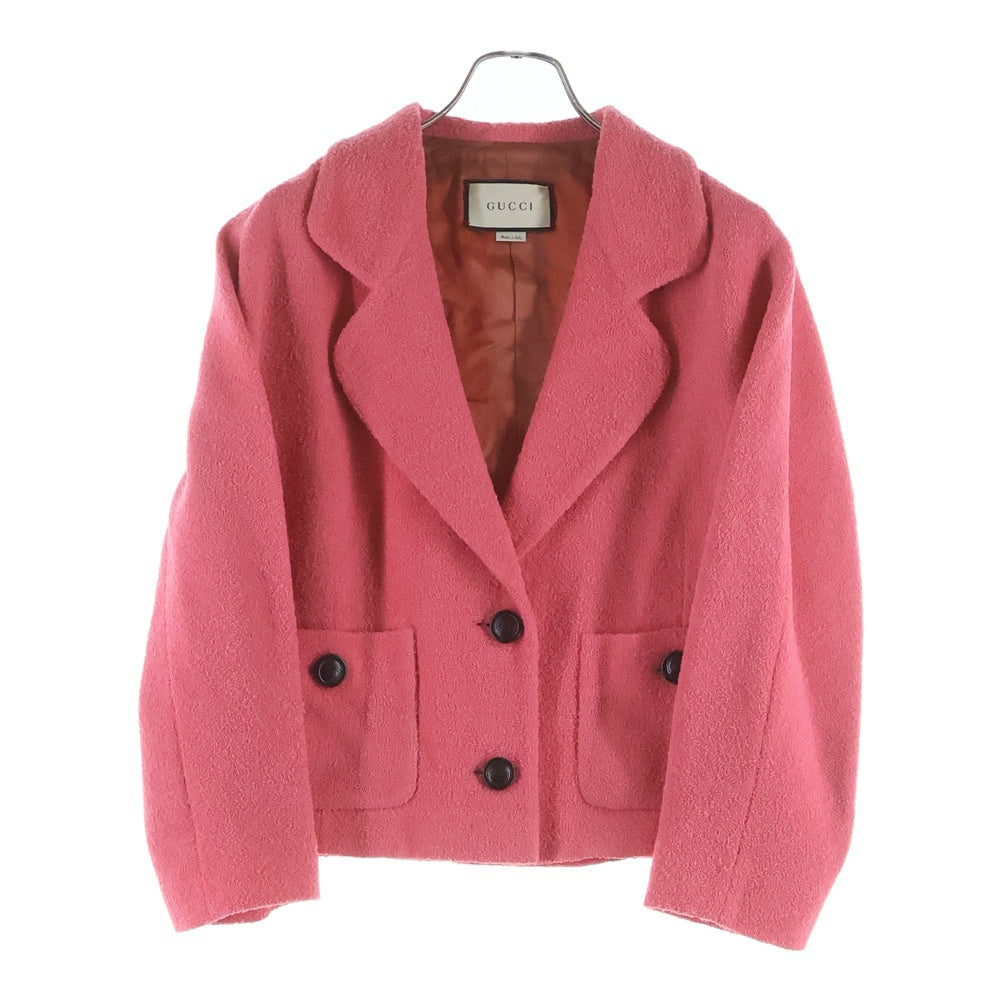 GUCCI(グッチ) ウールツイード 1B ショート テーラードジャケット ピンク レディース 619267