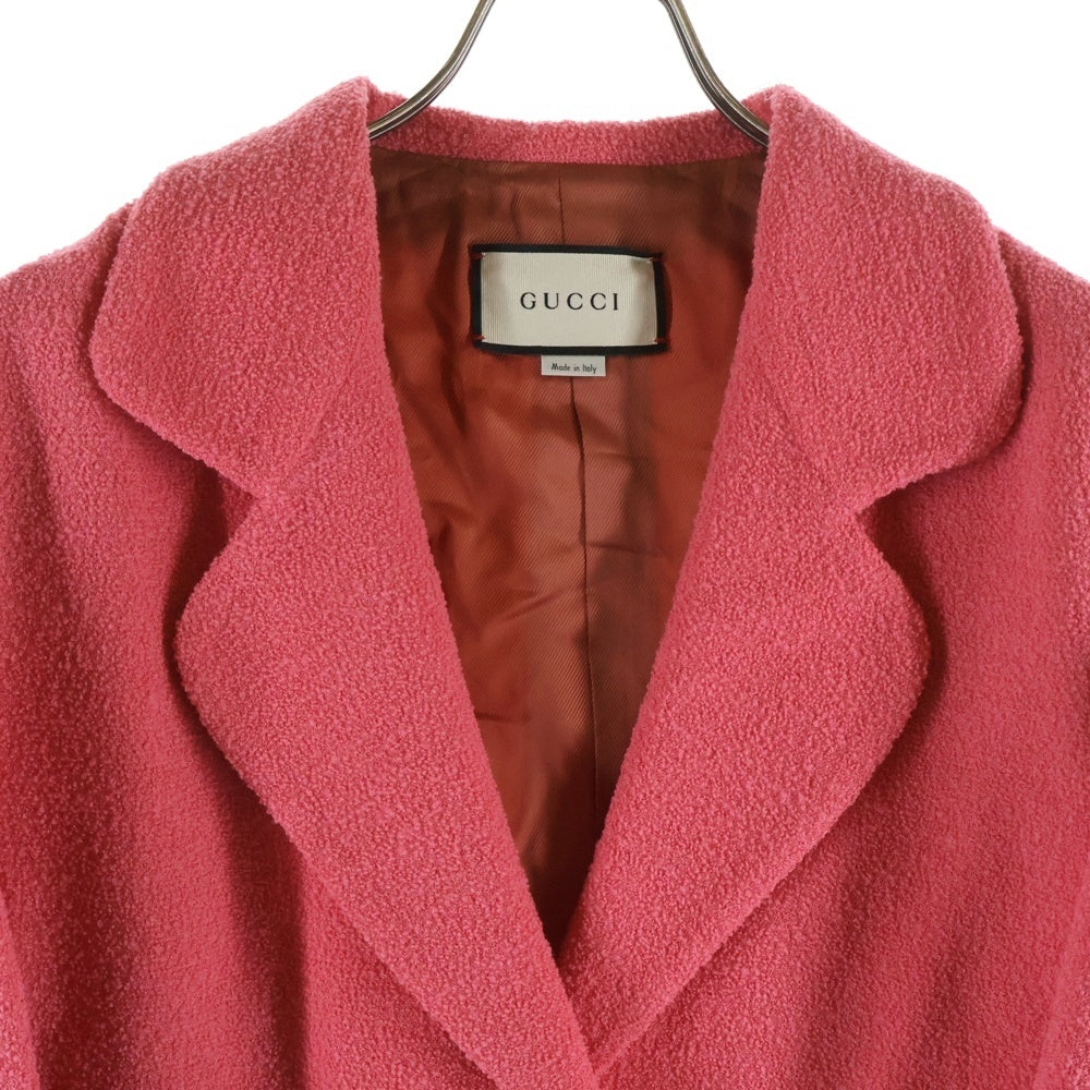 GUCCI(グッチ) ウールツイード 1B ショート テーラードジャケット ピンク レディース 619267