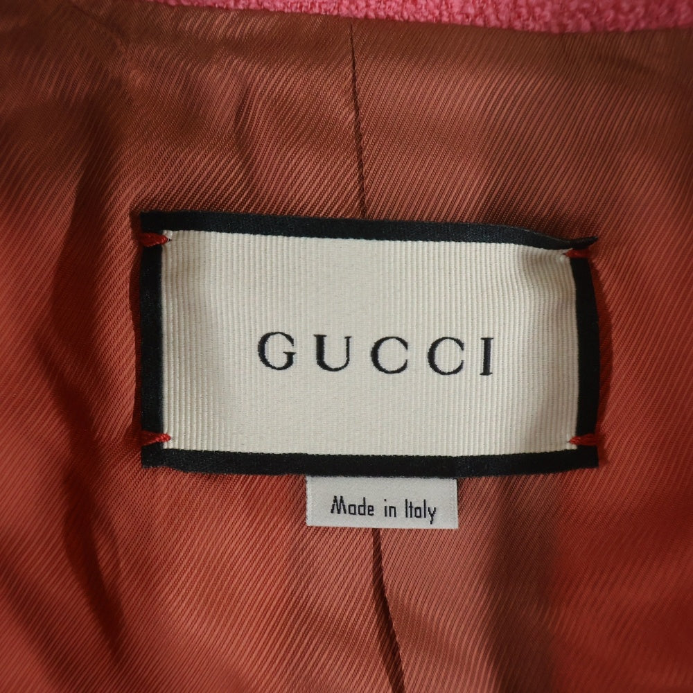 GUCCI(グッチ) ウールツイード 1B ショート テーラードジャケット ピンク レディース 619267