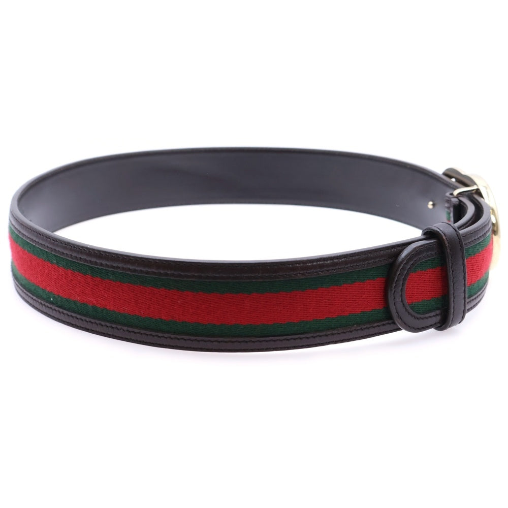 GUCCI(グッチ) インターロッキングG シェリーライン ベルト ブラウン×レッド×グリーン 162922 ゴールド金具