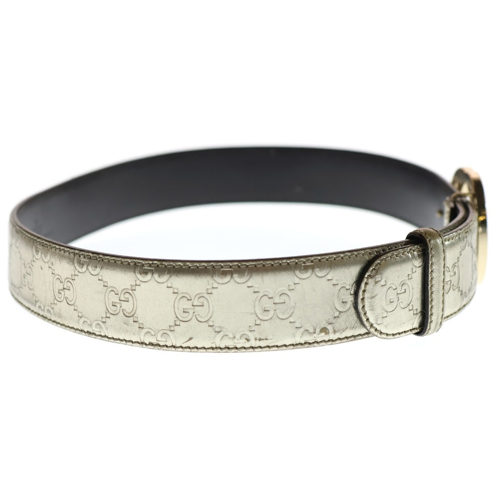 GUCCI(グッチ) インターロッキングG グッチシマ レザーベルト ゴールド 114876 レディース
