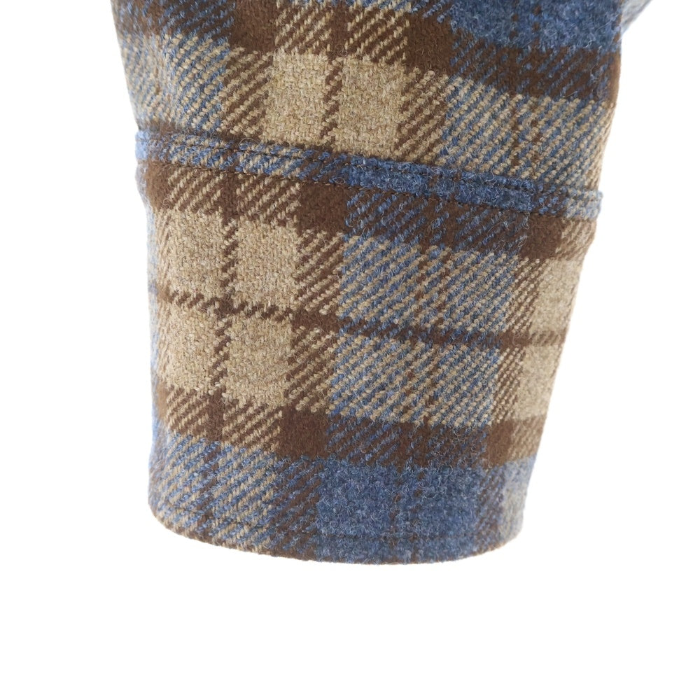 PRADA(プラダ) Checked wool twill shirt トライアングルロゴ チェックウールツイル長袖シャツ ブラウン P448H レディース