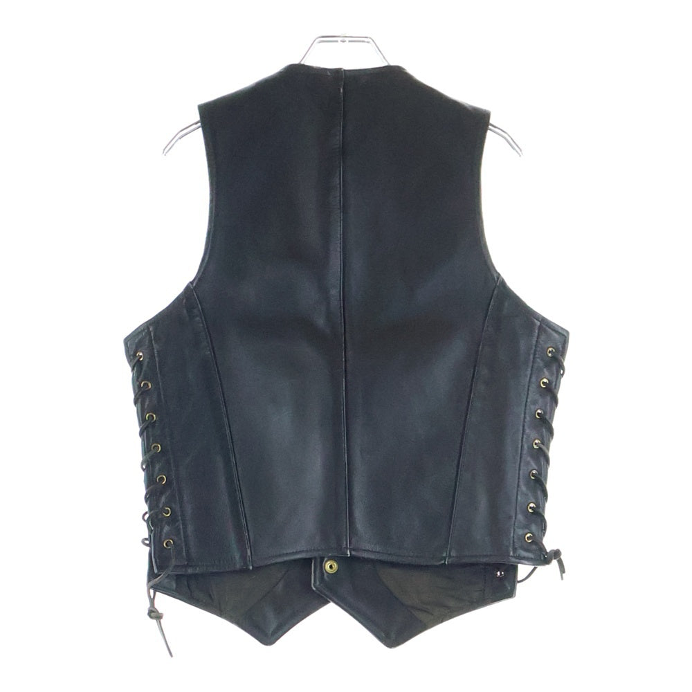 VANSON(バンソン) レザー レースアップ ジレ ベスト ブラック