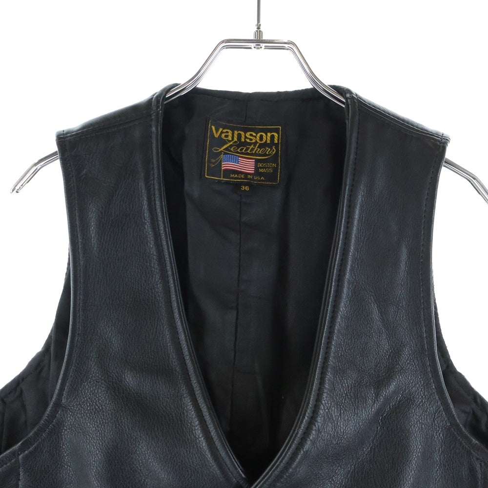 VANSON(バンソン) レザー レースアップ ジレ ベスト ブラック