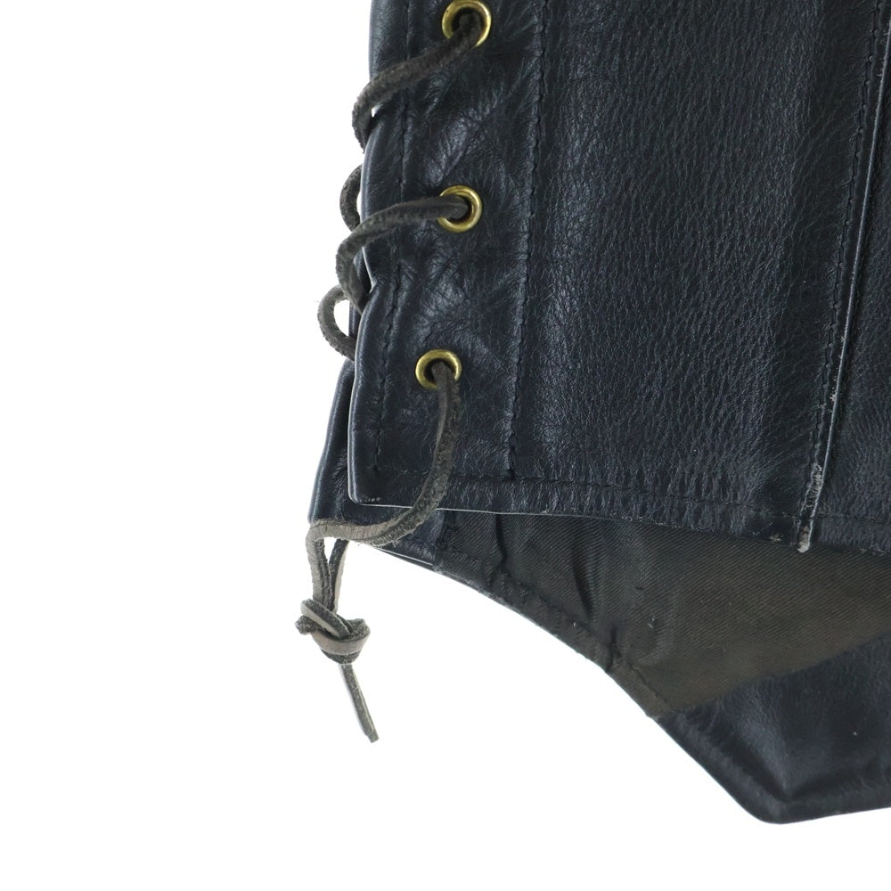 VANSON(バンソン) レザー レースアップ ジレ ベスト ブラック