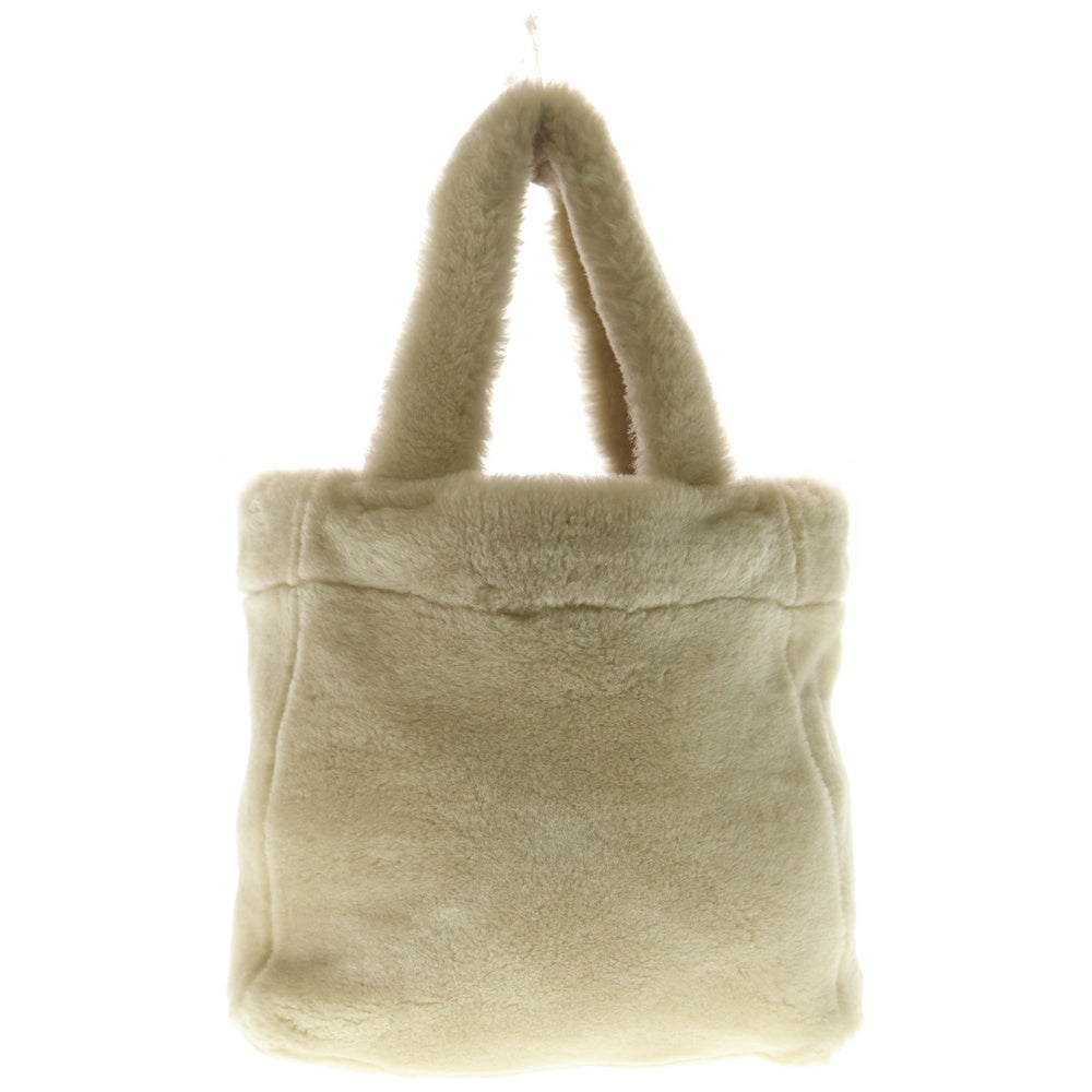 PRADA(プラダ) テリー SPUGNA スプーニャ ロゴ トートバッグ 2WAY ショルダーバッグ シアリング ベージュ×ホワイト 1BG130 ゴールド金具 レディース