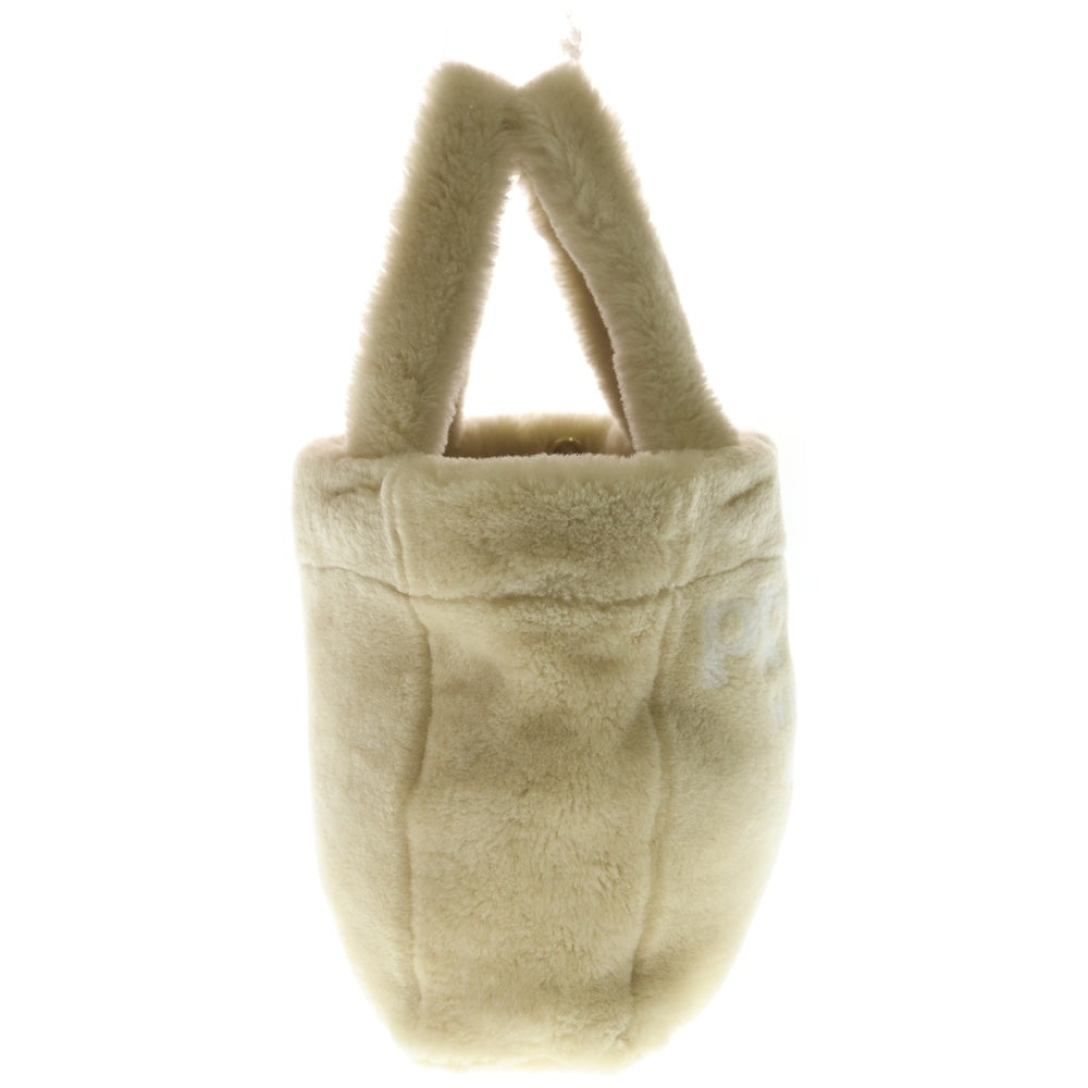 PRADA(プラダ) テリー SPUGNA スプーニャ ロゴ トートバッグ 2WAY ショルダーバッグ シアリング ベージュ×ホワイト 1BG130 ゴールド金具 レディース