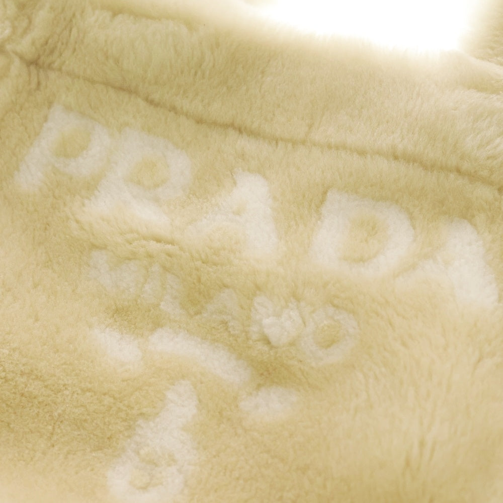 PRADA(プラダ) テリー SPUGNA スプーニャ ロゴ トートバッグ 2WAY ショルダーバッグ シアリング ベージュ×ホワイト 1BG130 ゴールド金具 レディース