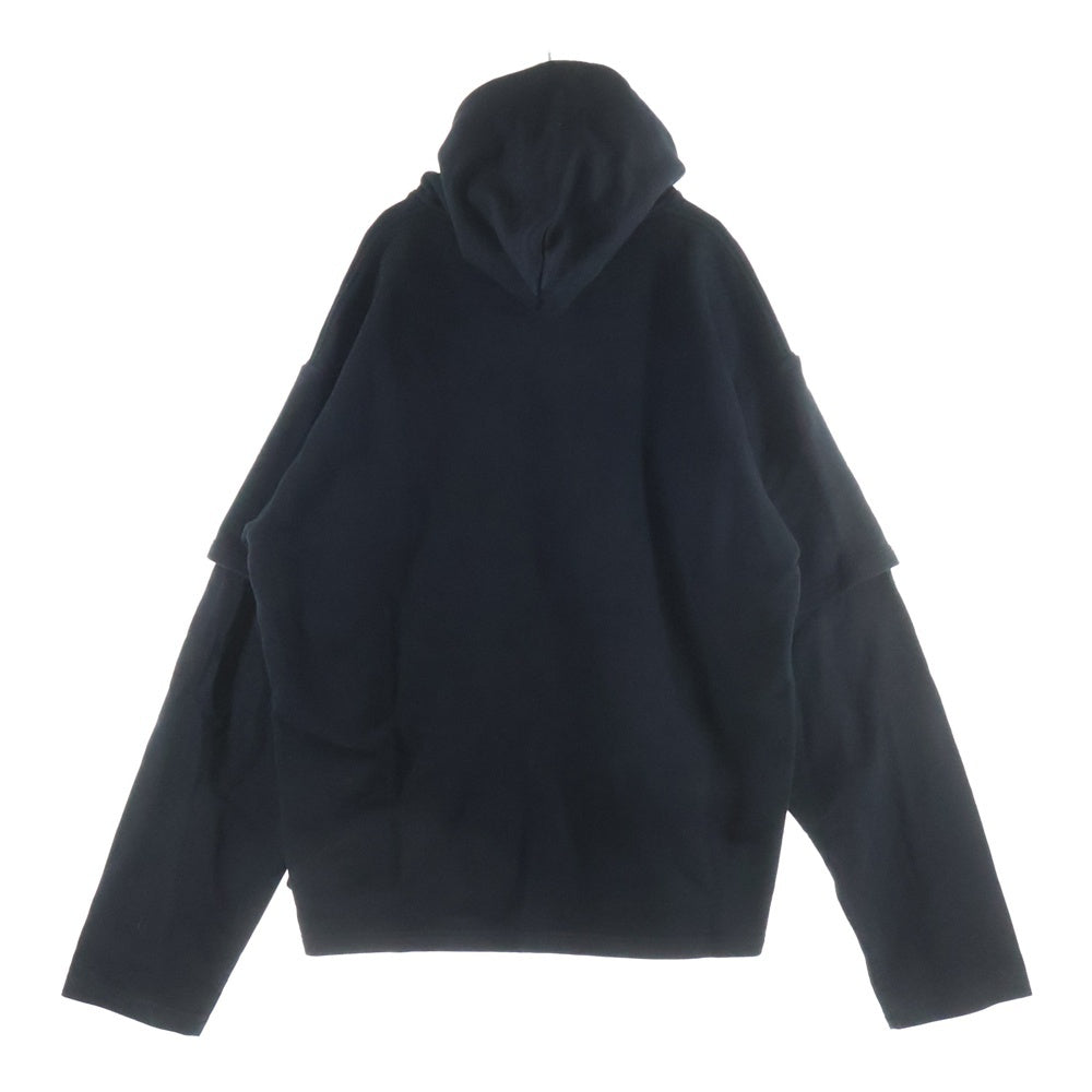 VETEMENTS(ヴェトモン) 18SS ×TOMMY HILFIGER トミーヒルフィガー ロゴ刺繍 レイヤードスリーブ プルオーバースウェットパーカー フーディー ブラック WSS18TR24