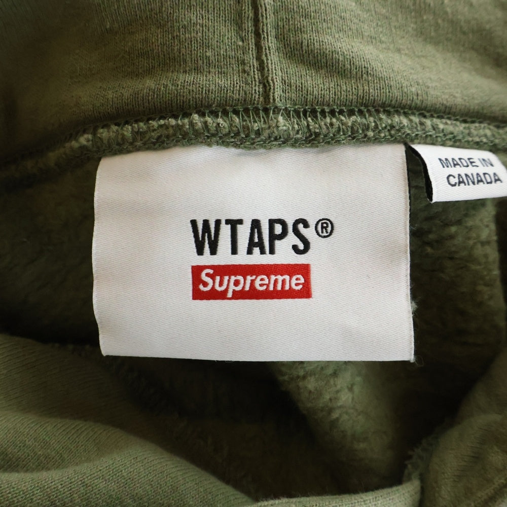 SUPREME(シュプリーム) 21AW ×WTAPS SIC'EM Hooded Sweatshirt フロント刺繍 プルオーバーパーカー スウェットフーディ カーキ