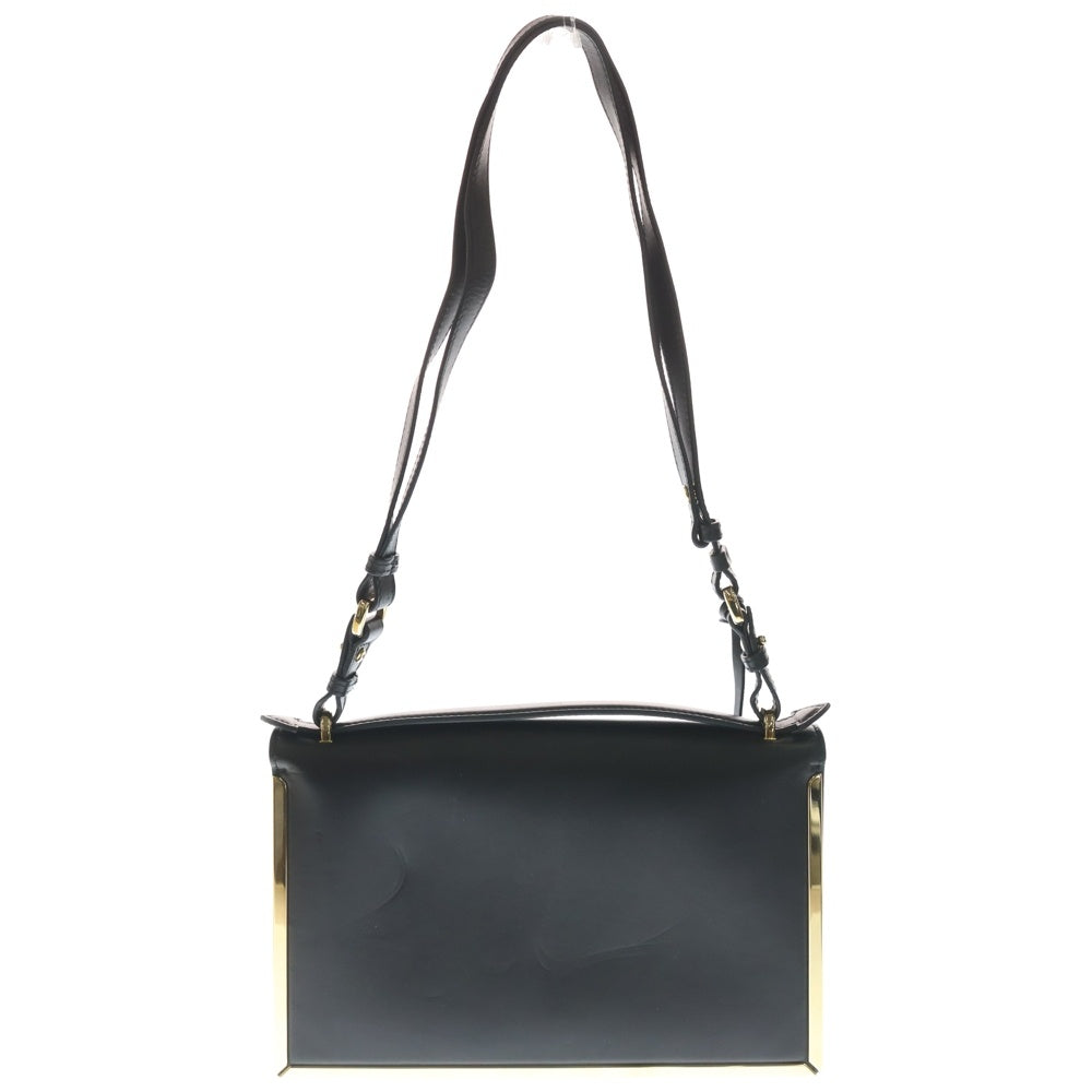 FERRAGAMO(フェラガモ) アイリーン ロックフラップ ショルダーバック ショルダーポシェット ブラック レザー ゴールド金具 レディース