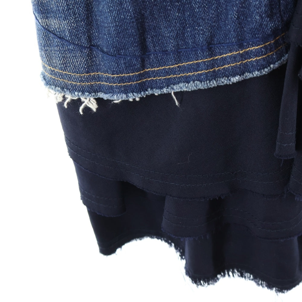 JUNYA WATANABE COMME des GARCONS(ジュンヤワタナベ コムデギャルソン) 09SS ユーズド加工 ウール切り替え デニム マーメイド フレアスカート インディゴ/ネイビー レディース JC-S011