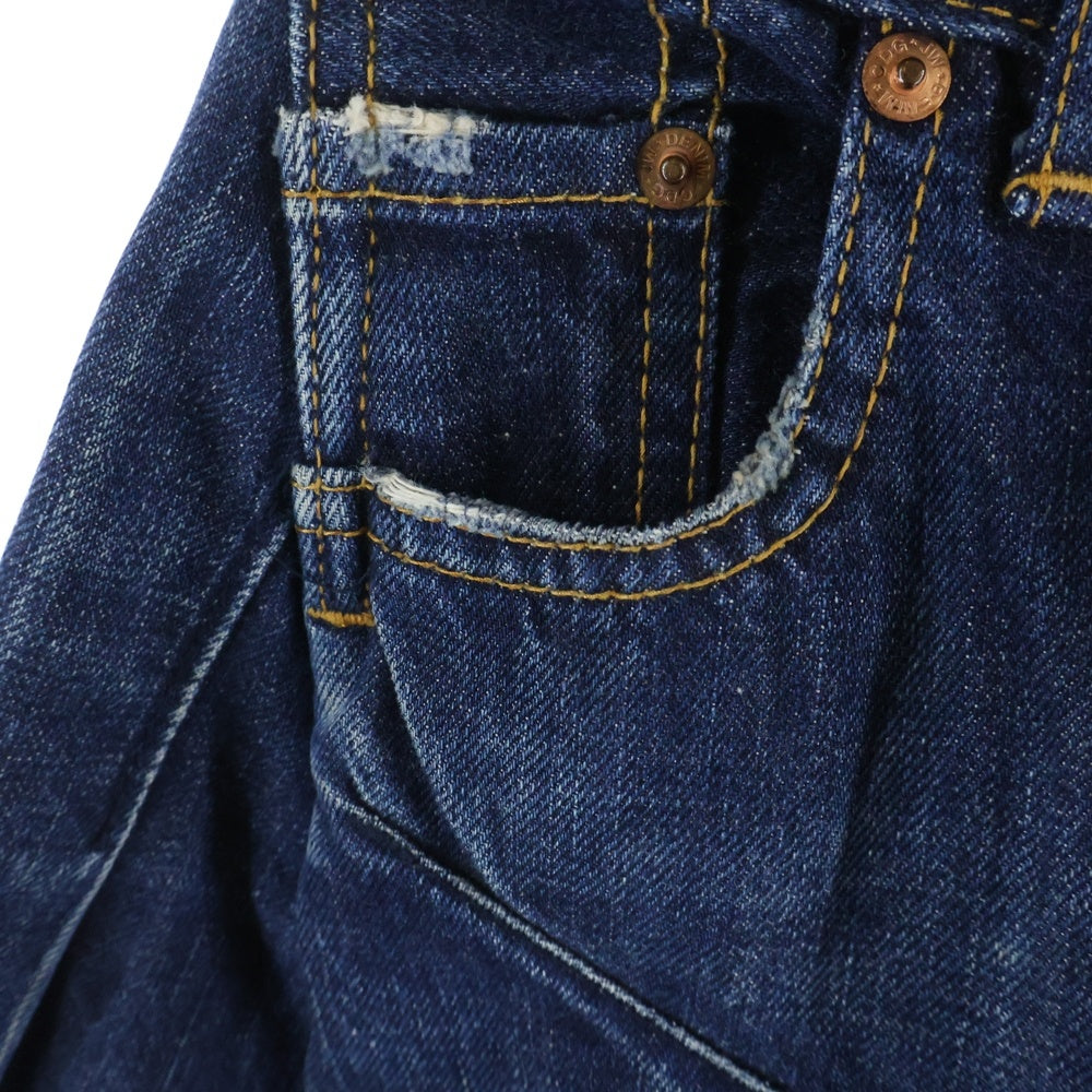 JUNYA WATANABE COMME des GARCONS(ジュンヤワタナベ コムデギャルソン) 09AW 再構築 変形 デニム ロング フレア プリーツ スカート インディゴ レディース JZ-S202